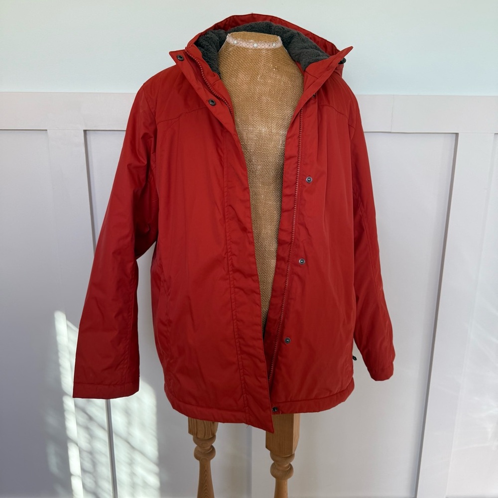 LL Bean Winter Warmer  Hooded Jacket Women’s 1x Red Orange Fleece Lined Gorpcore